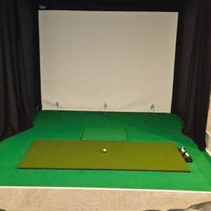 Complete Carl's Pro Indoor Golf Enclosure Kit (New Model) with Premium Screen & Big Moss GST Putting Studio Package (9ft ceiling height)